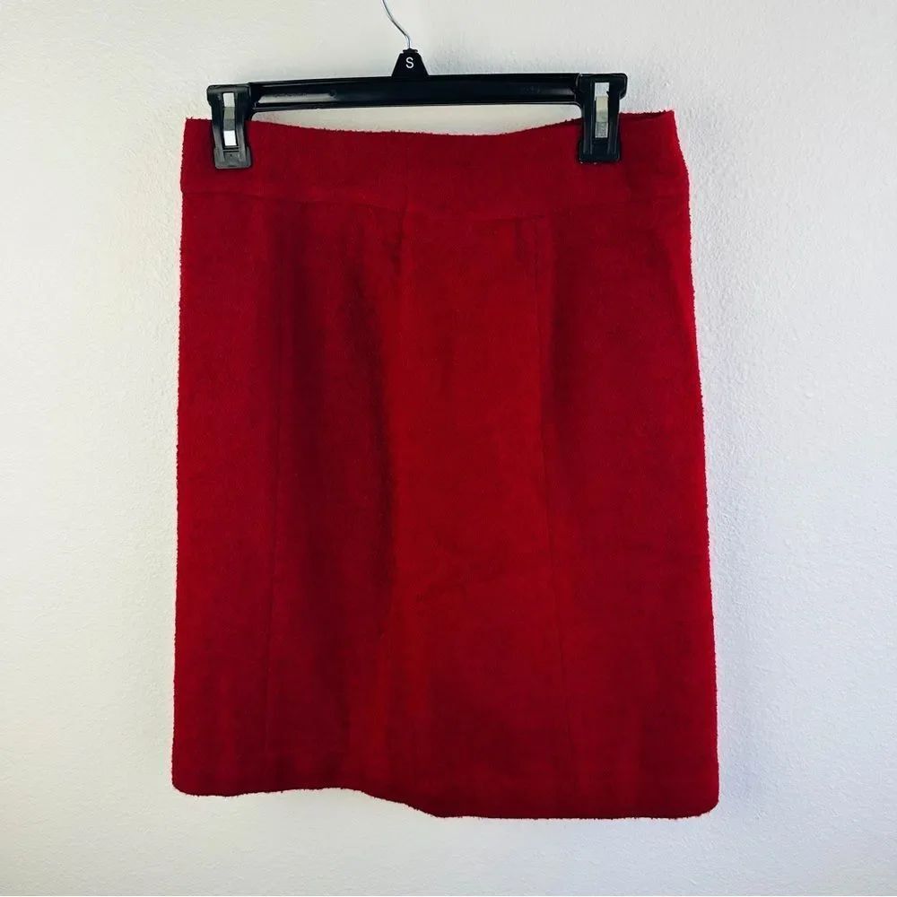 Kate Hill Red‎ Wool Blend Lined Pencil Skirt Size 4